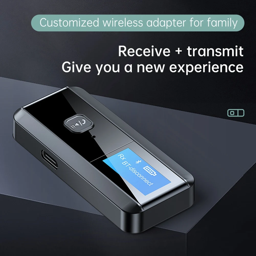 New Bluetooth 5.0 Adapter Two-In-One Wireless Audio Receiver Transmitter Large LCD Screen Lossless Sound Quality