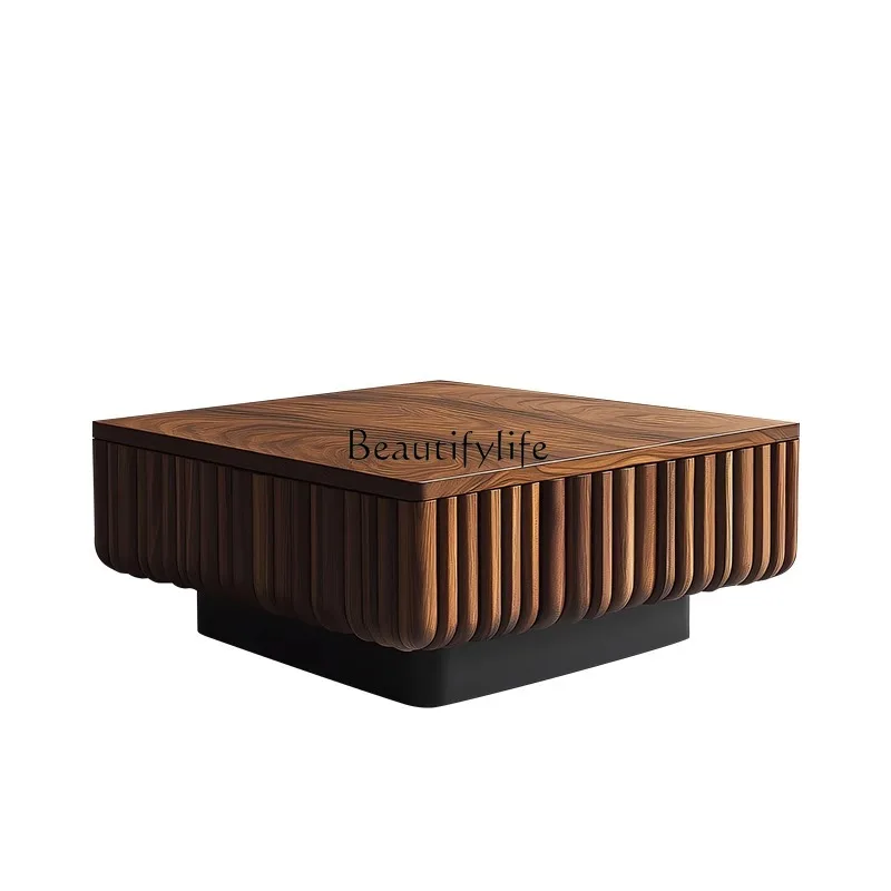 Italian minimalist solid wood coffee table high-end modern living room creative fashion art square coffee table