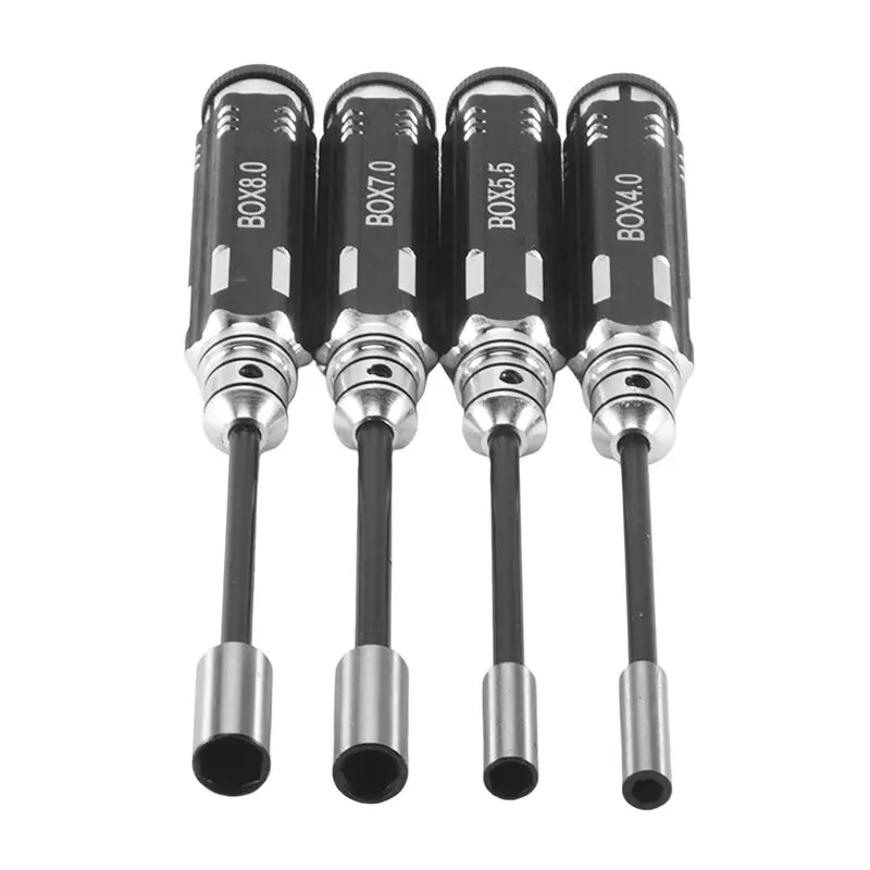 RC Model Tool 4PCS Hex Screw Drivers Hex Nut Socket Wrench Sleeve Wheel Spanner 4.0/5.5/7.0/8.0Mm For Daily Making Manual And RC