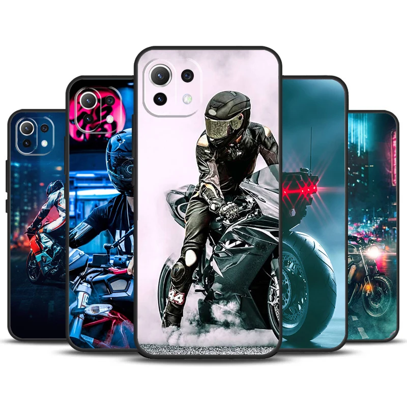 Neon Motorcycle Biker Case For POCO M6 X3 X5 X6 Pro F3 F5 M5s Cover For Xiaomi 13T 12T 11T 14 Pro 12 13 Lite Case