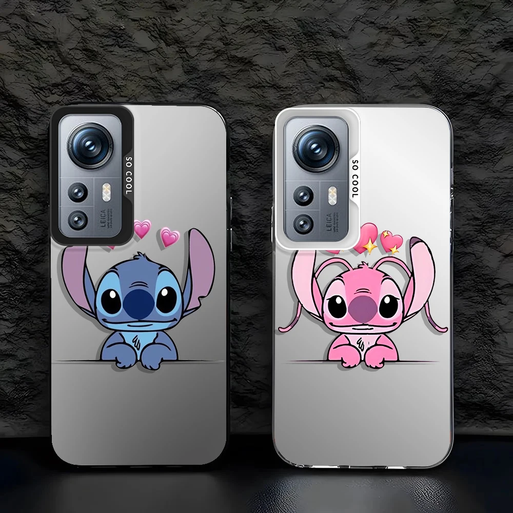 Disney Stitch Angie For Redmi Note 13 12S 11S 10Lite Pro Max Plus 4G 5G Fashion Colorful Silver Phone Case