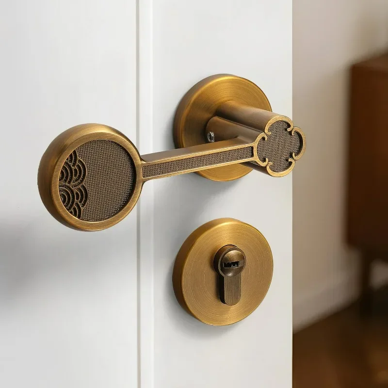 Chinese Retro Bedroom Door Lock Creative Water Ripple Office Universal Magnetic/silent Door Lock