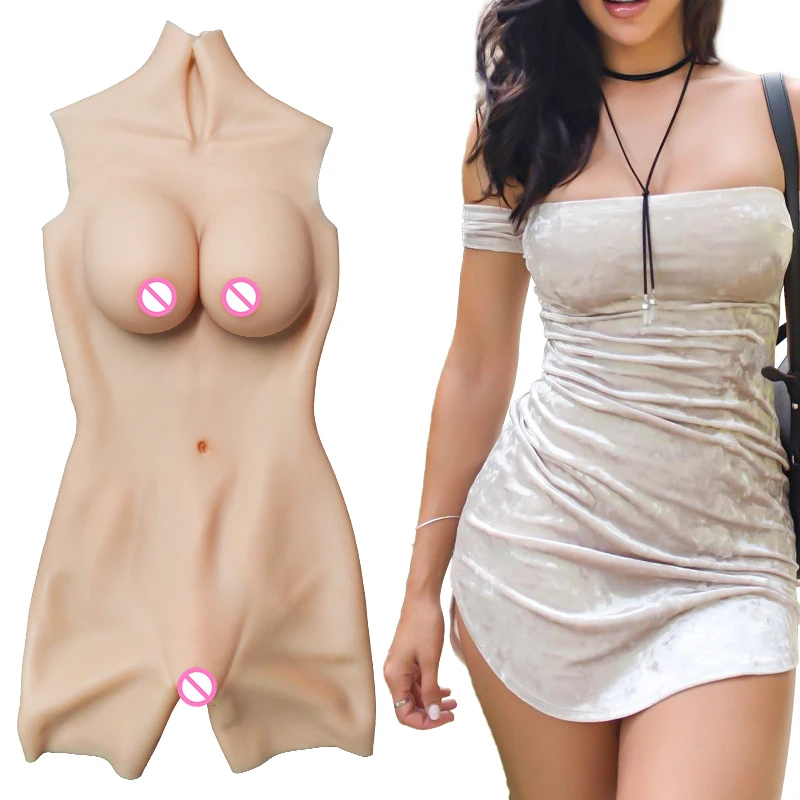 Silicone Bodysuit with Fake Vagina and Breast Forms Big Boobs Male to Female Shapewear For Shemale Drag Queen Cosplay Ladyboy