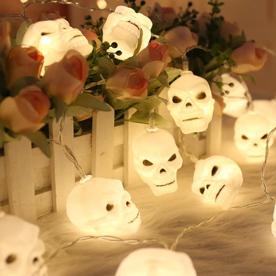 Halloween LED Skull Headlight String Ghost Festival Easter Party Atmosphere Decorative Light