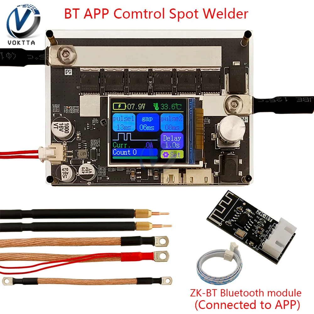 

DC 3.6-15V 3000A Double Pulse Spot Welding Machine 18650 Battery Nickel Sheet Copper Spot Welder Bluetooth APP Control