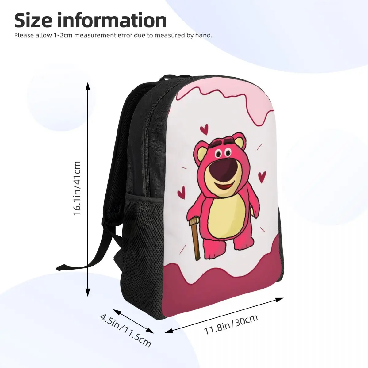 Custom Lotso Huggin Aardbei Beer Hart Reis Rugzak Mannen Vrouwen School Laptop Boekentas Student Dagrugzak