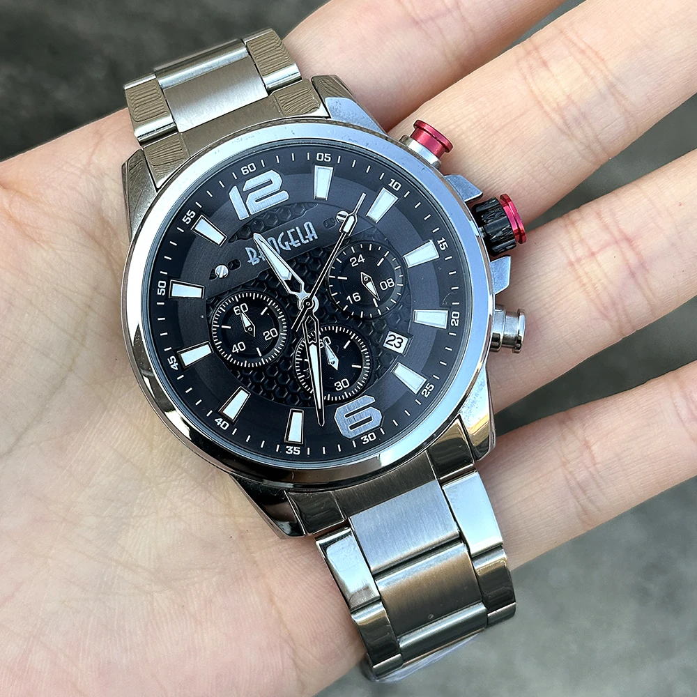 

BAOGELA Watch Luxury Business Quartz Mens Watches Sport Military Watch Men Full Steel Chronograph Waterproof relogio masculino