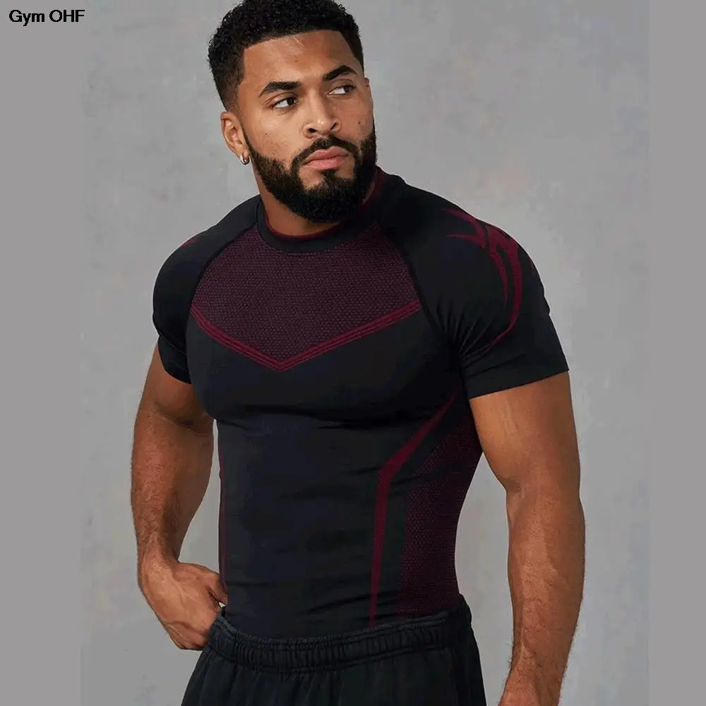 T-shirt de course pour hommes, séchage rapide, chemise de sport de musculation, chemises à manches longues, haut de compression, fitness, Rashgard, T-shirt de gym pour hommes