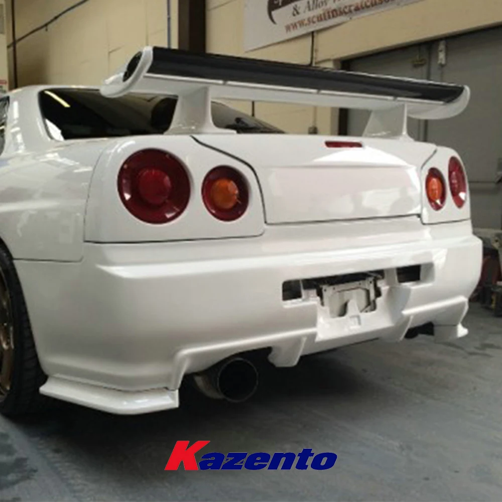 Per Nissan Skyline R34 GTT (solo paraurti ESB) Coppia di spat per paraurti posteriore FRP non verniciata