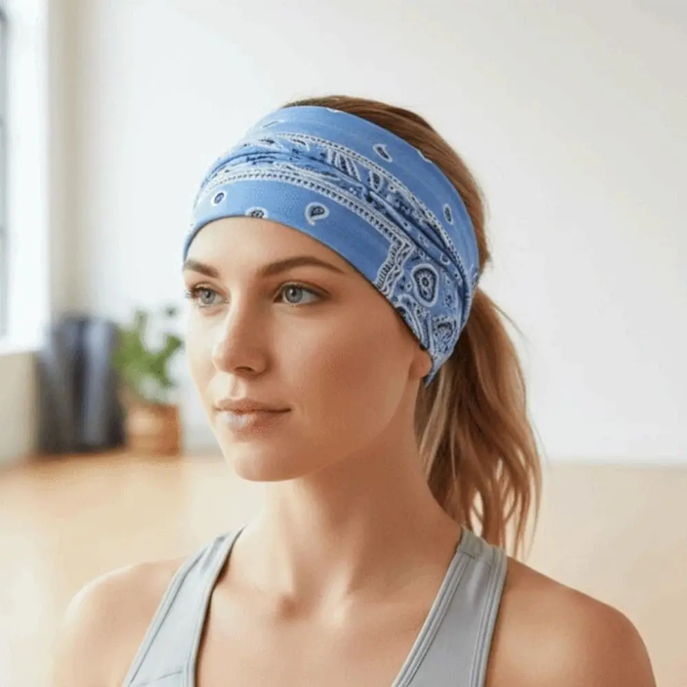 

6 PCS Y2K Sports Headband Hip-hop Breathable Yoga Hairband Euro-American Style Wide Side Printed Elastic Hairband Workout