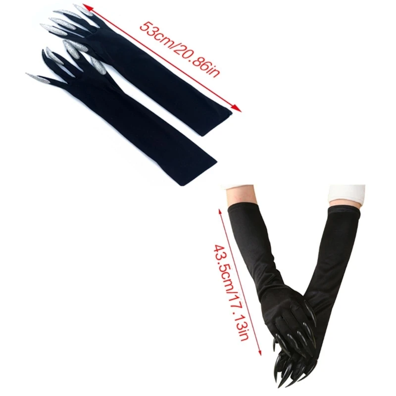 Divertenti guanti da vampiro artiglio festa di compleanno Cosplay Mardi Gras Sparkly Long Nails accessori guanti in Costume di Halloween