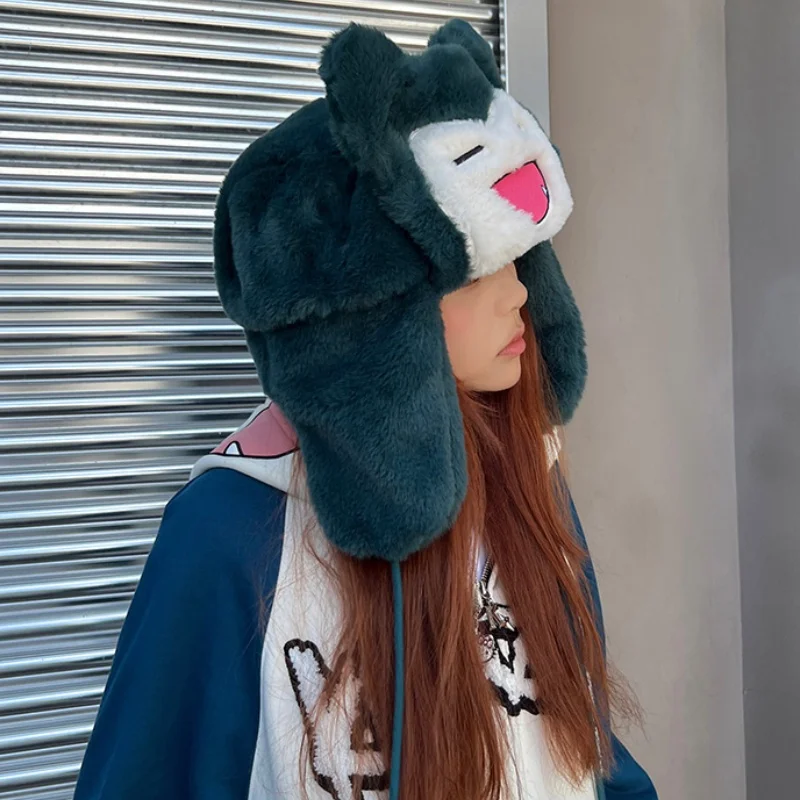 Pokemon's Snorlax Gengar Hat Ski Windbreak Hats Anime Cosplay Cap Outdoors By Bike Caps Cartoon Winter Keep Warm Festival Gift view 5