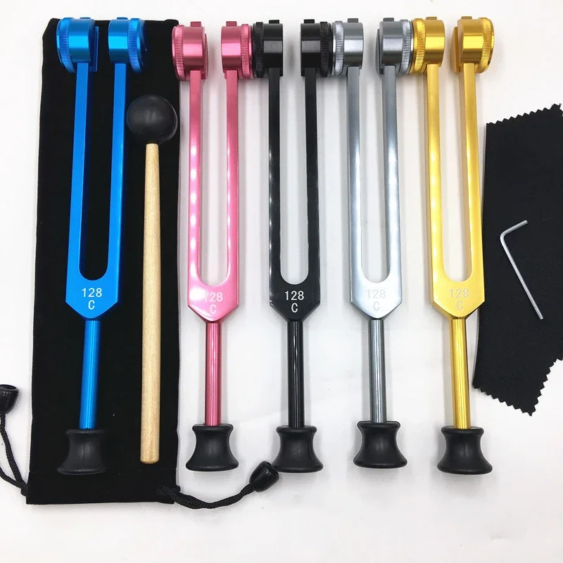 

128Hz Tuning Fork with Base Colorful Aluminum Alloy Tuning Forks Sound Healing Therapy Chakras Harmonizer Percussion Instruments