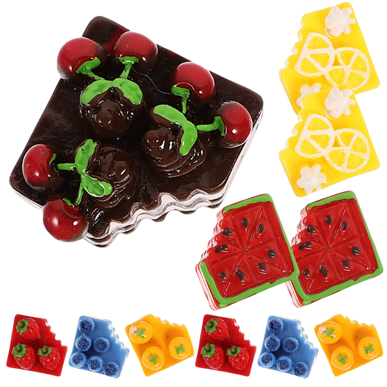 

12 Pcs Cake Resin Accessories Decoration Decorative Mini Miniature Dessert Model Hairpin Food Figurines Foods Desserts
