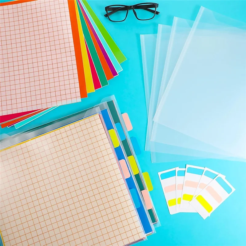 كفاءة 36 قطعة 12X12 سجل القصاصات ورقة التخزين المنظم مع 90 قطعة علامات التبويب مؤشر لزجة لعقد قصاصات ورقية البطاقات الفينيل