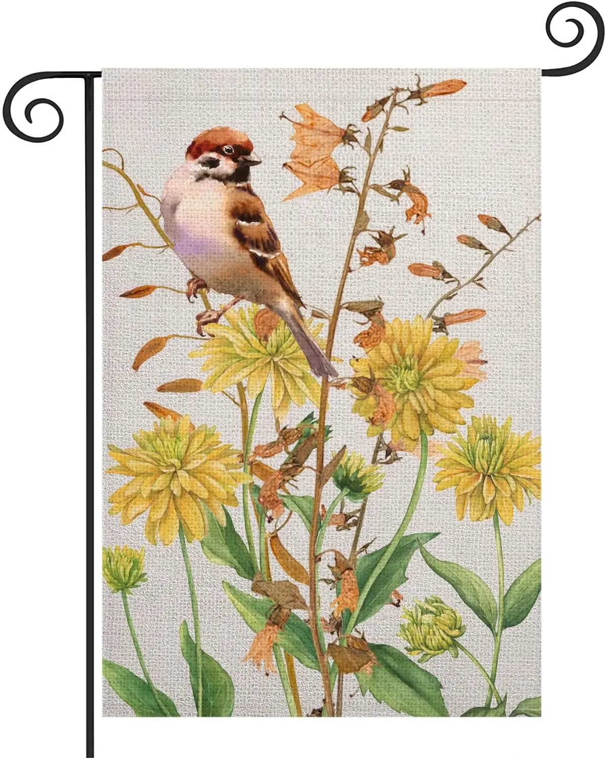 Asminifor Leaves Birds Summer Fall Flowers Robin Birds Autumn Harvest Garden Yard Flag 12