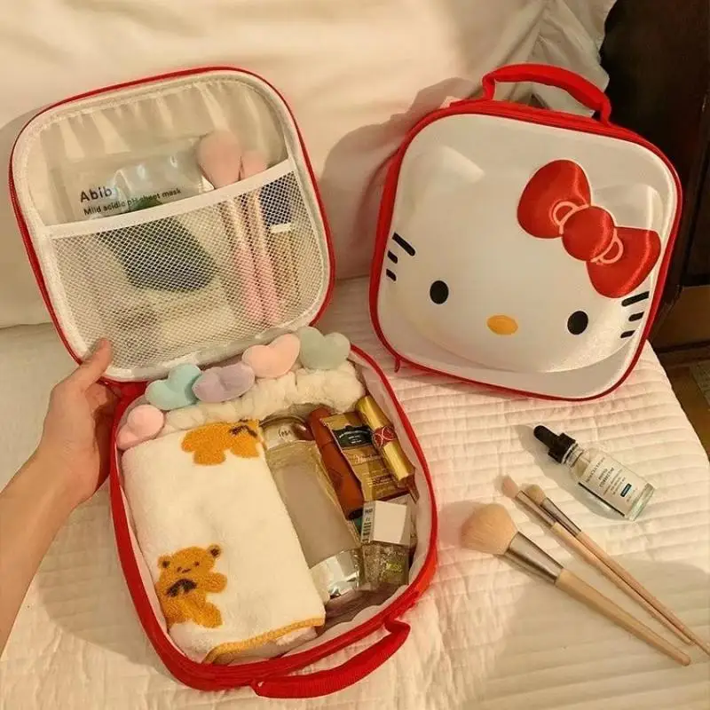 Sanrios Cosmetic Case Kuromi Hello Kittys Cartoon Eva Cosmetic Storage Bag Large Capacity Portable Travel Portable Toiletry Bag