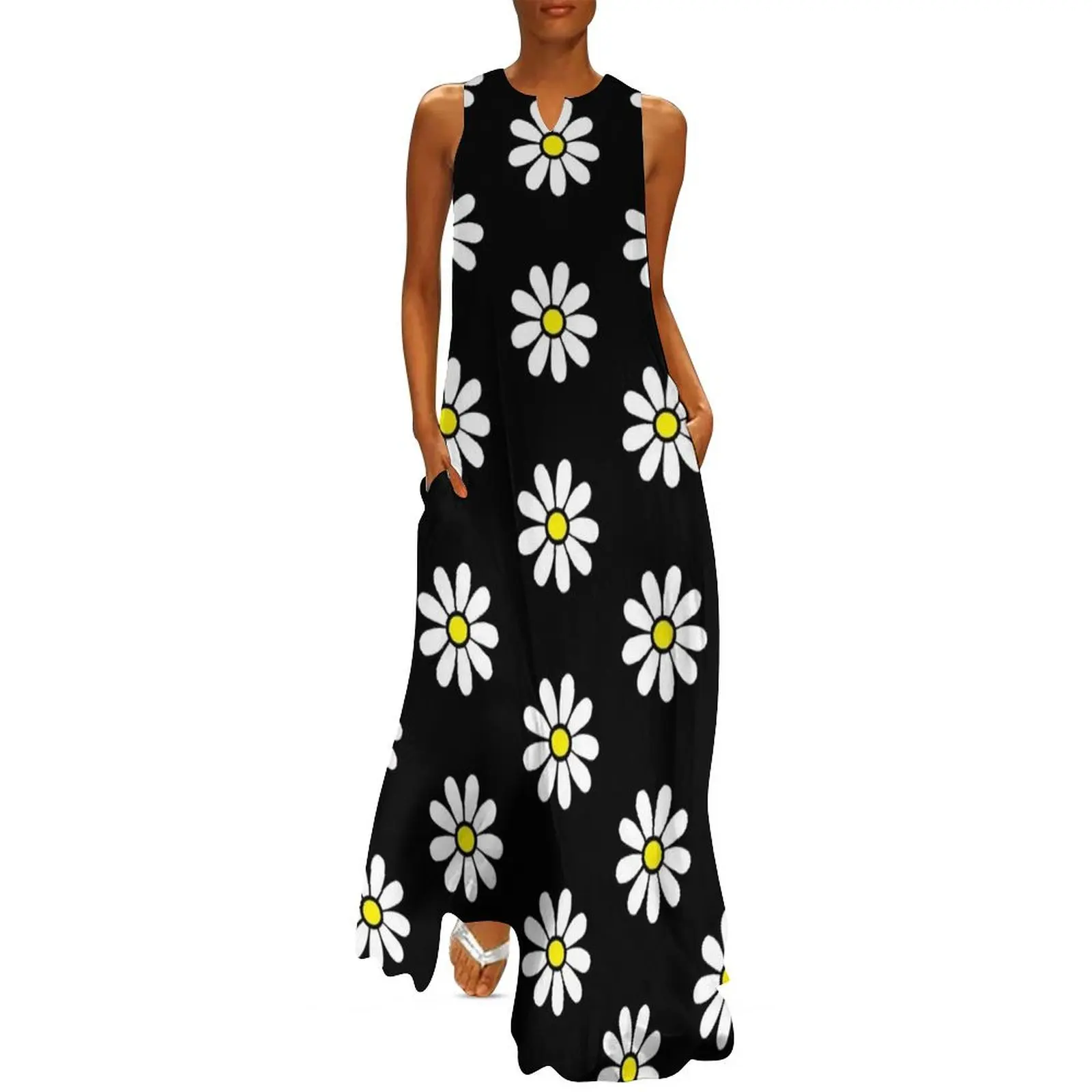 

Happy Daisy Flower Power 60's 70s Retro Vintage Hippie Gardening Long Dress sensual sexy dress for women Dress