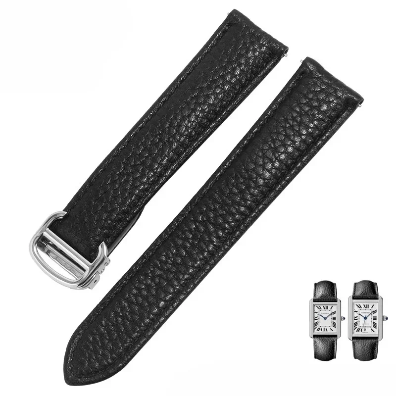 

Watch Band For Cartier TANk SOLO Men Lady Deployant Clasp Genuine Leather soft waterproof Watch Bracelet Belt 20mm 22mm 23mm