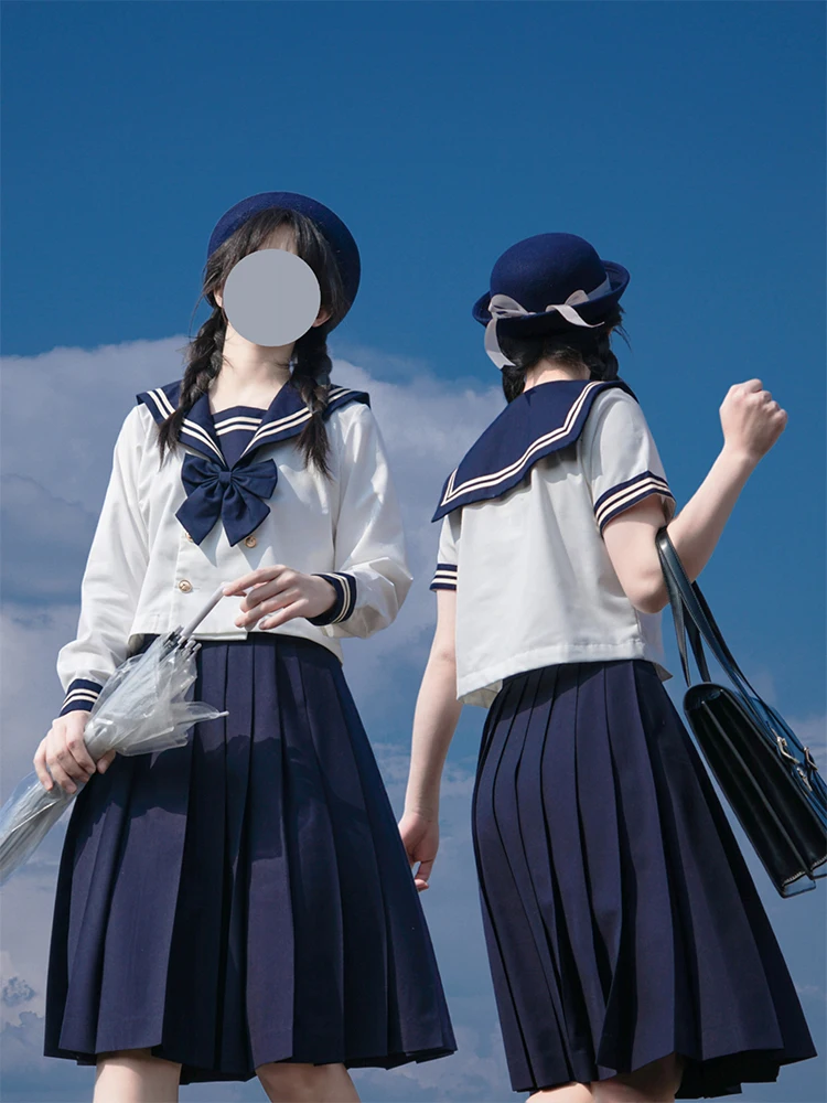 Mountain And River Jk Uniform Skirt Set Long Skirt Double Button Basic Version Full Sailor Suit Autumn Season Women's Clothing