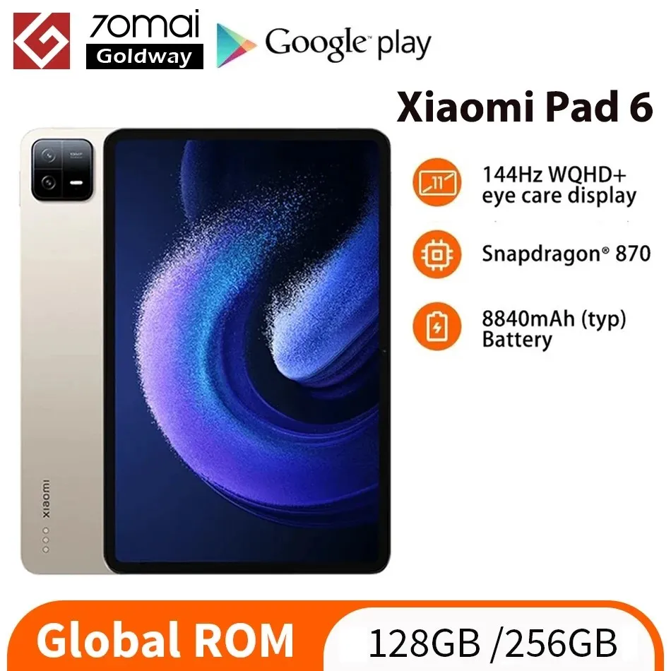 Global ROM Xiaomi Mi Pad 6 Wifi Version Google play Tablet Snapdragon 870 256GB / 128GB 144Hz 11