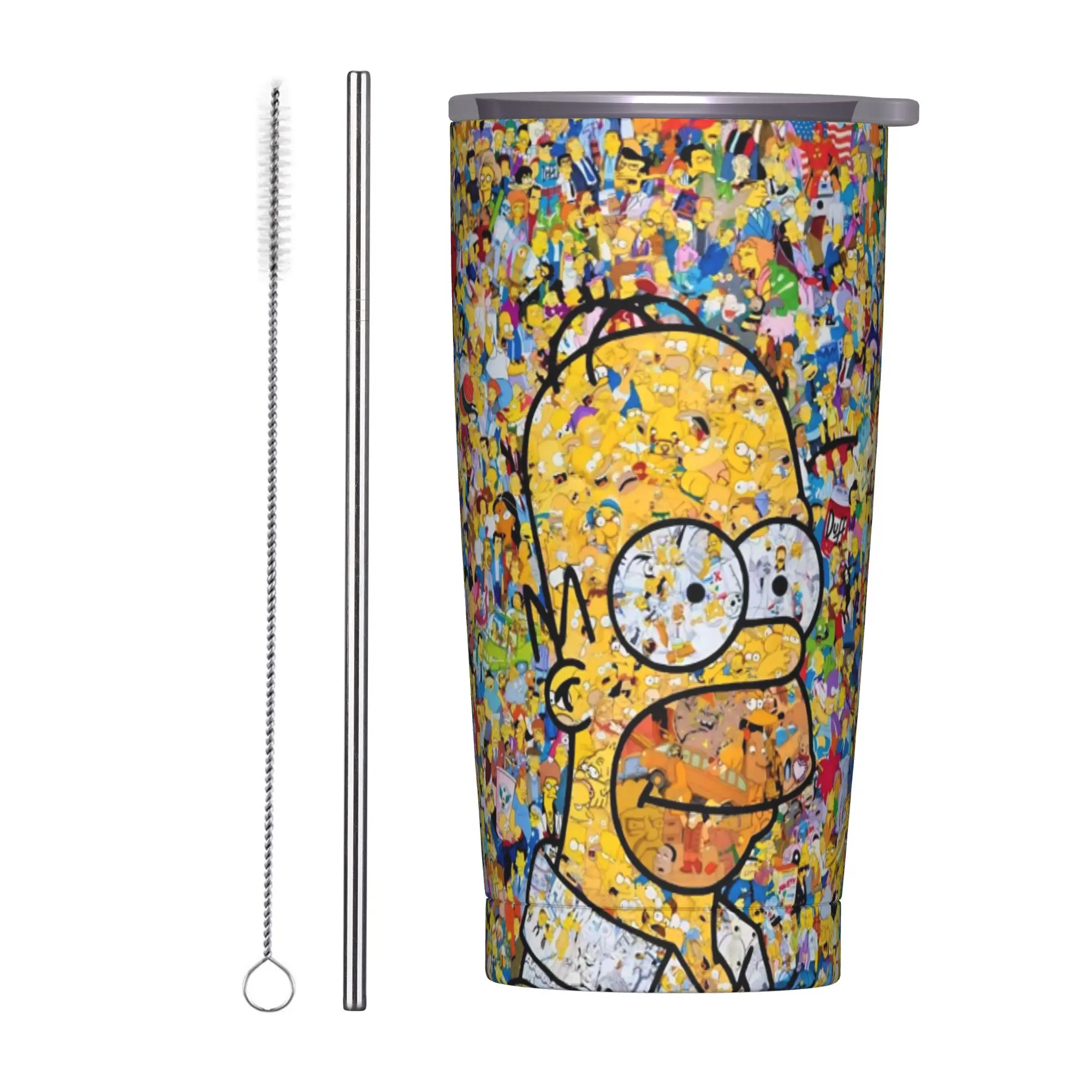 Anime S-Simpsonss Cartoon  Tumbler Vacuum Insulated  Thermal Cup Stainless Steel Smoothie Tea Mugs Water Bottle 20oz