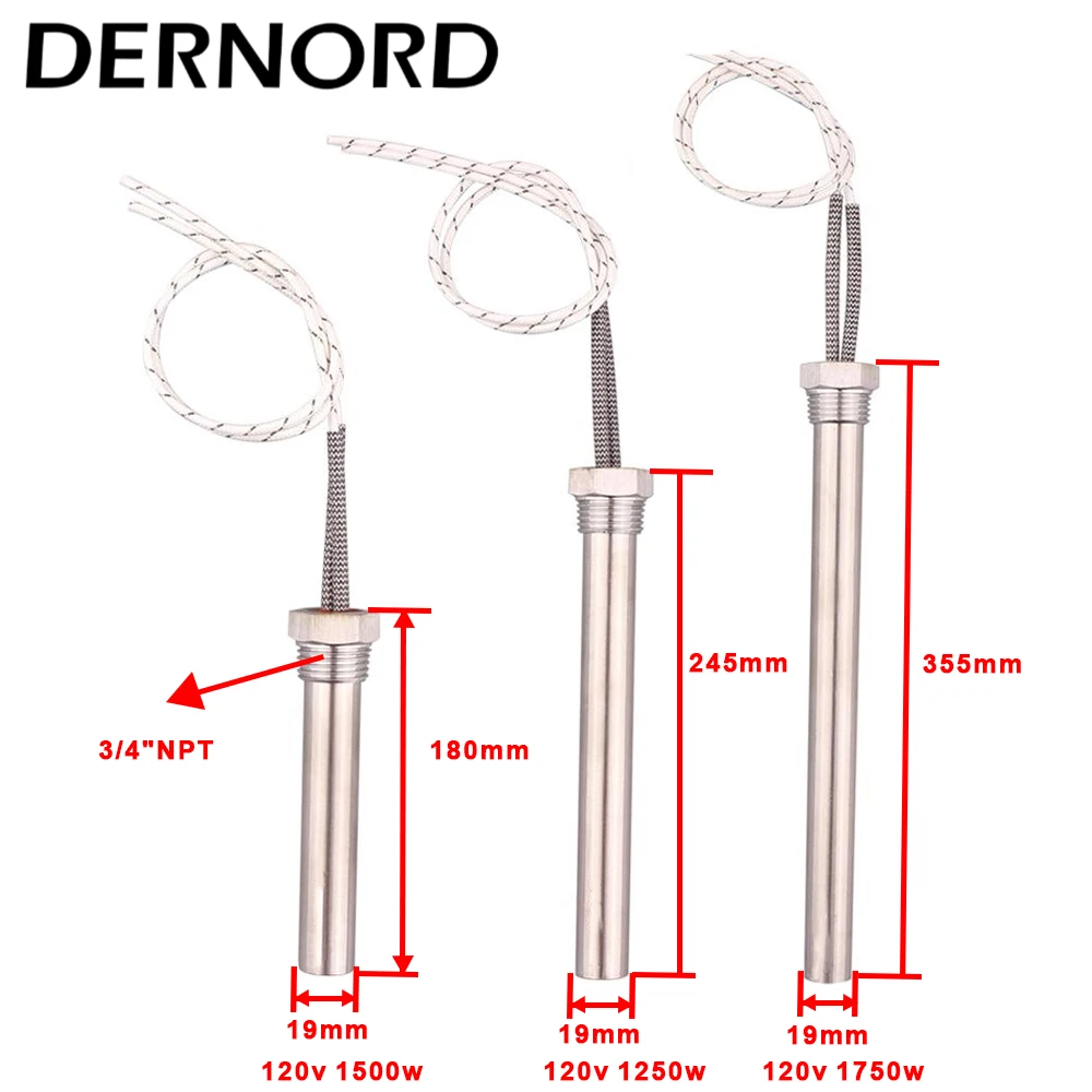 

DERNORD 120v Electric Heating Element Cartridge Heater with 3/4" NPT Thread 1250w/1500w/1750w