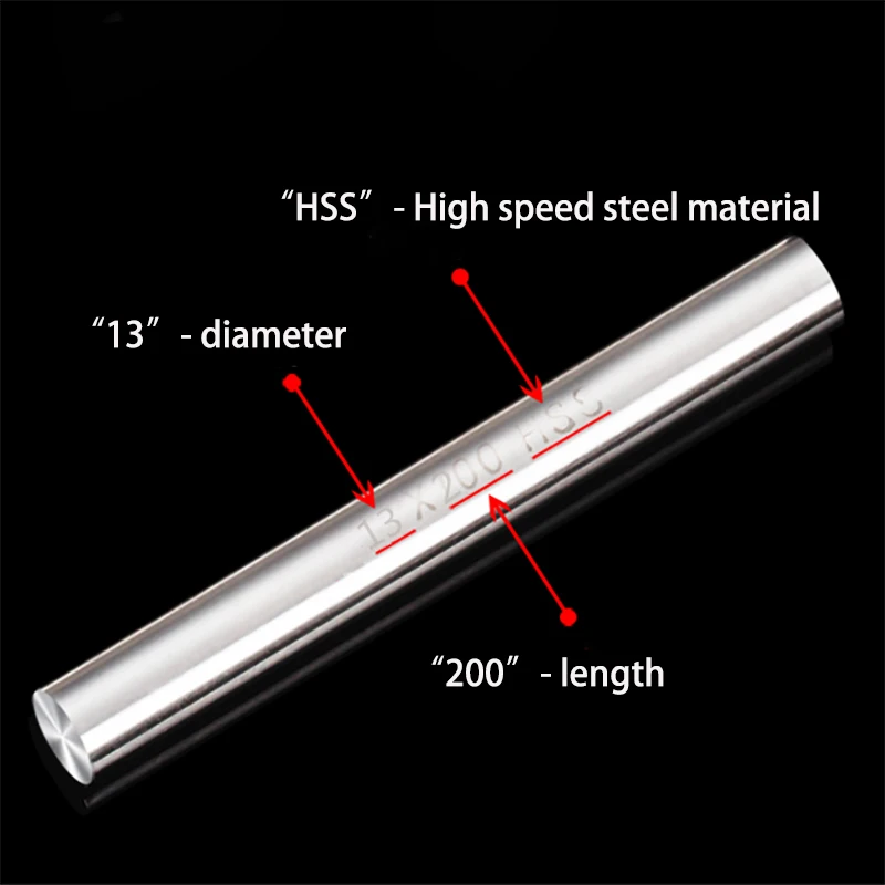 1Pcs Diameter 7mm-23mm HSS White Steel Solid Round Rod Precision CNC Cutting Turning Lathe Tool Bar Hardened Steel Length 200mm