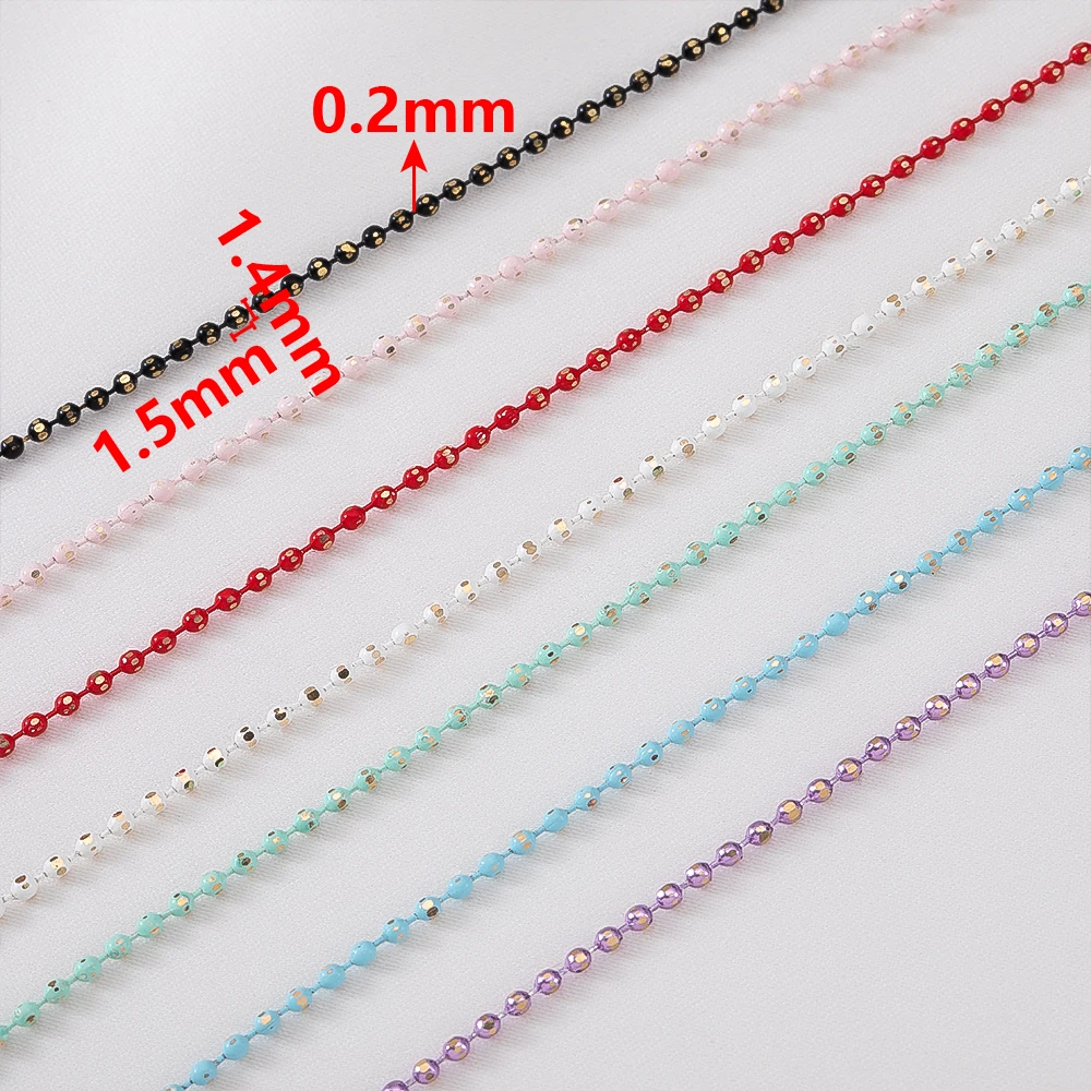 1/5meter Colorful Crystal Beads Chains 1.5mm Copper Beaded Chains for DIY Necklace Bracelet Jewelry Making Component Accessories - Image 6