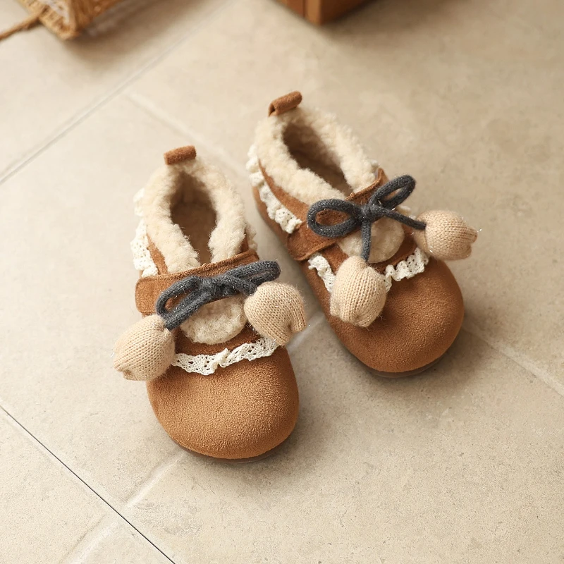 2025 الأطفال أحذية من الجلد عادية للفتيات شتاء موضة جديدة الكورية نمط لينة أسفل المضادة للانزلاق تنوعا أحذية الأميرة