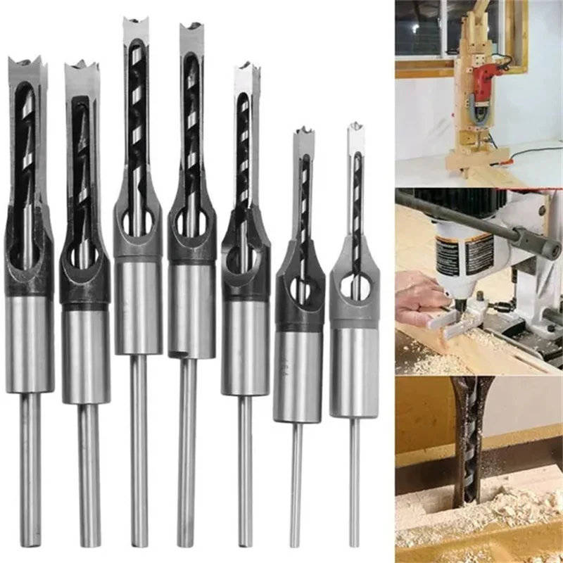 1PC Square Hole Drill Bit Auger Bit Steel Mortising Drilling Craving Square Hole Extended Drill Hole Opener Woodworking Tools