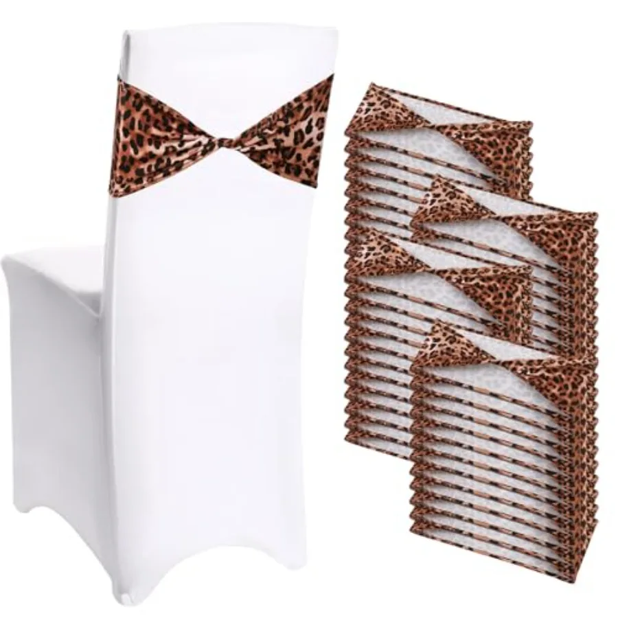 

Pcs Spandex Chair Bands Animal Print Elastic Chair Sashes Bow Polyester Chair Cover Bands Ties Without Buckle for Animal Safari