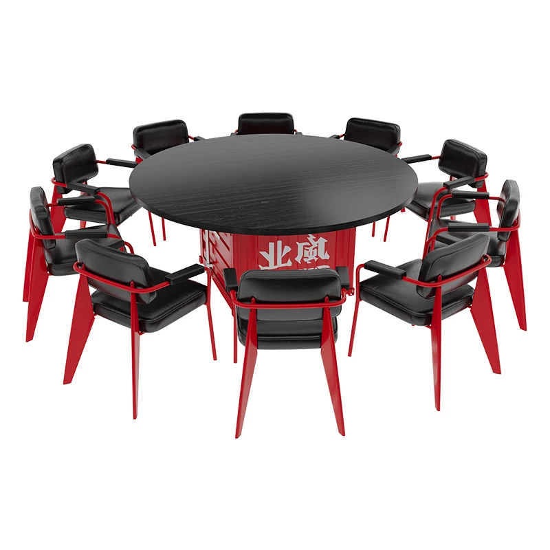 #Custom Logo Industrial Restaurant Table Set with Oil Drum Design, Dining Furniture for Brand Store Use