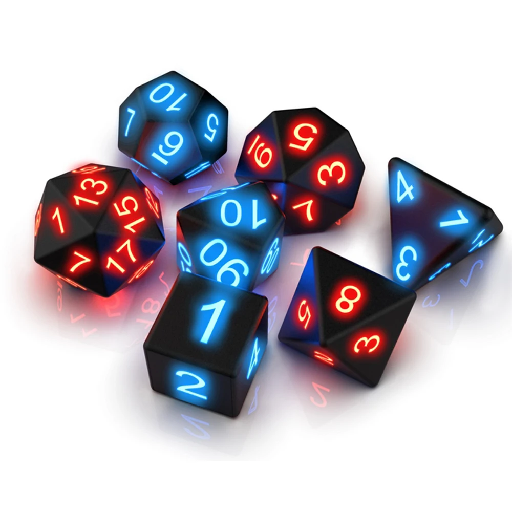 7Pcs Light Up DND ลูกเต๋ากล่องชาร์จ USB ชาร์จไฟฟ้าลูกเต๋า Shake Light LED ลูกเต๋าสำหรับเกม KTV บาร์ไนท์คลับ