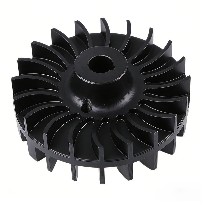 5-Axis CNC Milled 6061 Aluminum Cooling Fan Impeller, Black Hard Anodized Heat Dissipation Vane Wheel