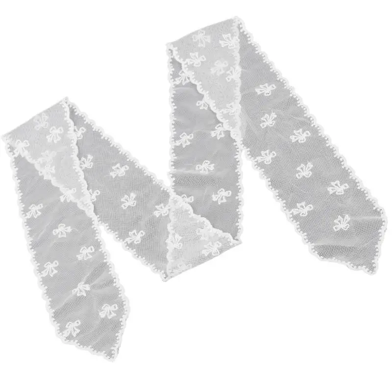 

652F Элегантный кружевной шарф с вышивкой во французском стиле, шаль, кружевная повязка для волос для повседневной носки, для