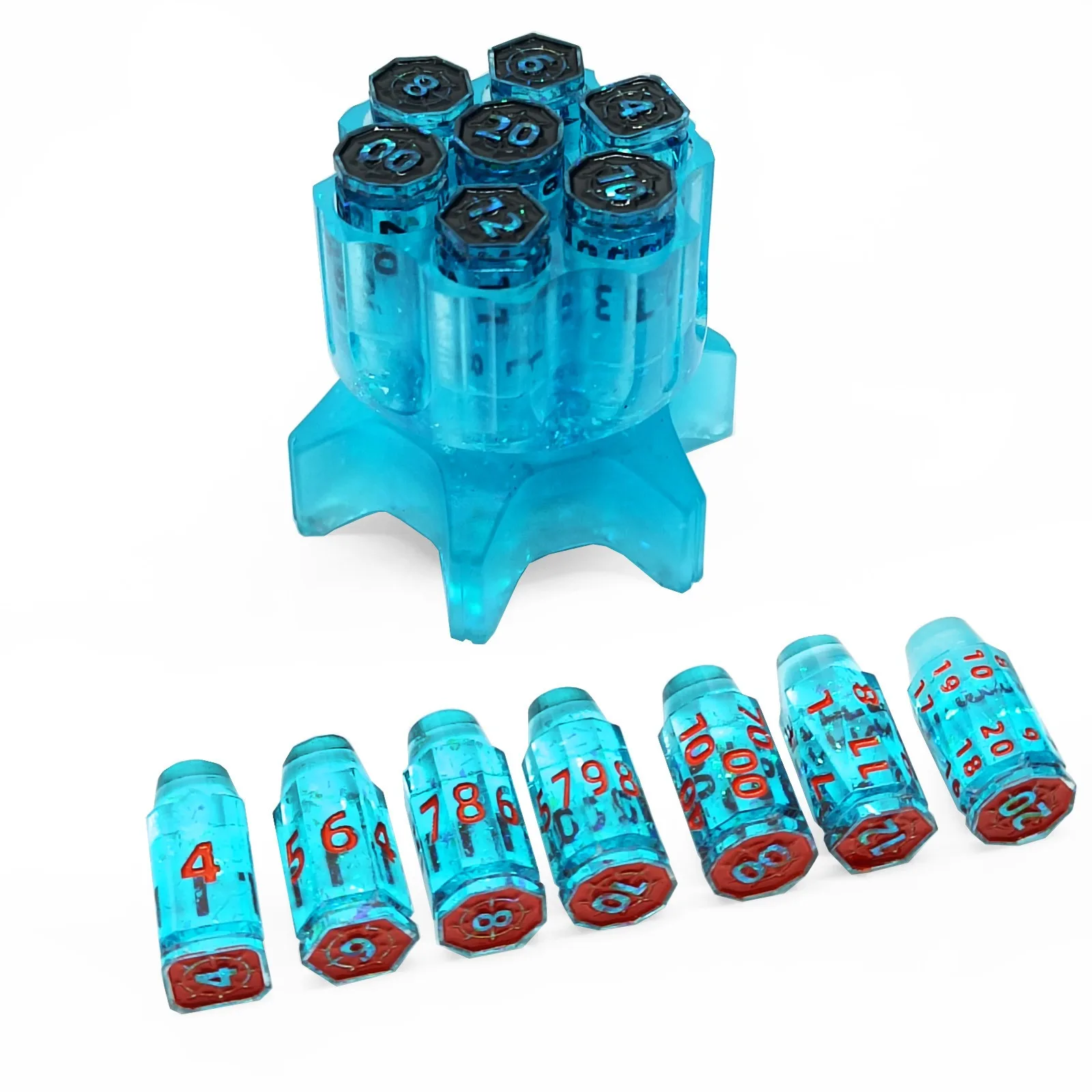 مجموعة النرد متعدد السطوح لألعاب الطاولة ، مسدس الغزل ، حاوية اسطوانة ، D & D ، الخيال العلمي ، الحرب ، موضوع التجسس ، ألعاب الطاولة ، مجموعة من 7 #4