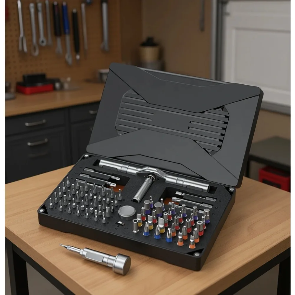 

Magnetic Screwdriver Kit 74 Bits Ratchet Handle Repair Tools for Furniture Electronics Bicycle DIY