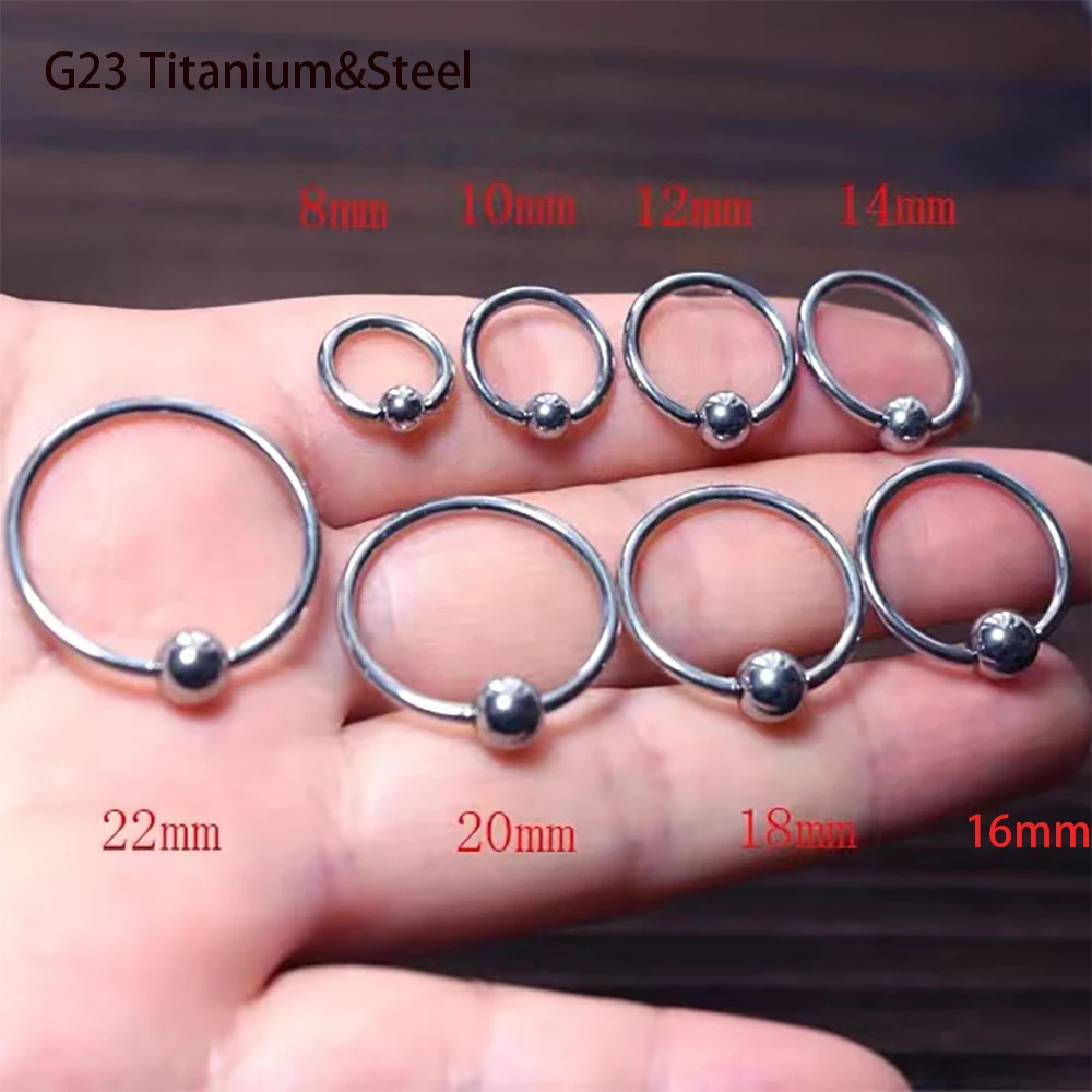 5PCS G23 Solid Titanium &Steel Circular Bead Ring Closer Ring Nose Ring Earring Labret TragusCaptive Bead Piercing Jewelry