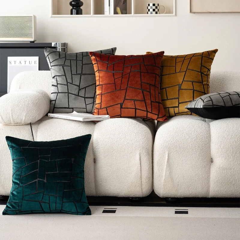30x50/45X45/50x50CM Cut Velvet Throw Pillow Cover Nordic Geometric Stamping Waist Cushion Cover Decor Home Decorative Pillowcase