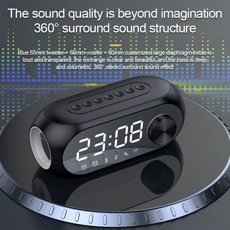 Wireless Bluetooth Speaker Portable Alarm Clock Radio FM Subwoofer Caixa De Som Sound Box Music Mini Woofers Bocina Lamp Column