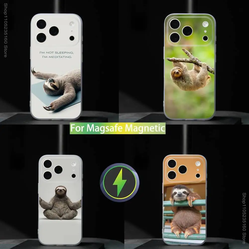 

Animal Cute Sloth Phone Case For iPhone 17,16,15,14,13,12,11,Pro,Max,Plus,Mini,SE4,E Magnetic For Magsafe Wireless