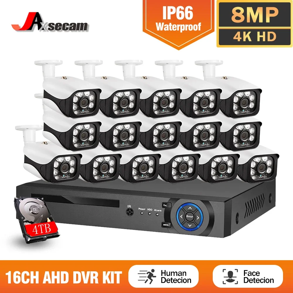 

H.265 16CH AHD DVR Kit 4K Security System Super 8MP Motion Face Detection Camera Outdoor IP66 Video Surveillance CCTV DVR Kit