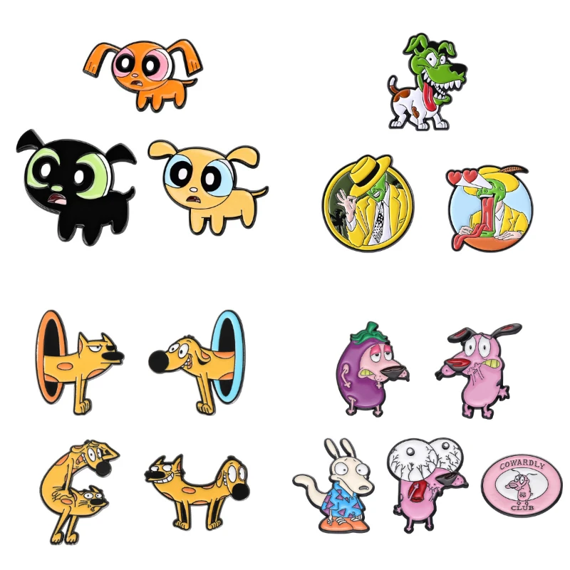 Divertido broche de dibujos animados de anime, lindo e hilarante, con forma de Shar-Pei, insignia de metal para ropa, accesorios para bolsos, pin para la cintura.