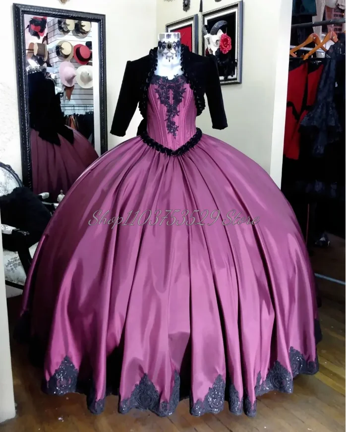 Lime Green Classic Victorian Prom Dress Gothic Appliqué Sequins Corset Pleated Lace Strap Jacket Princess Tutu فستان سهره