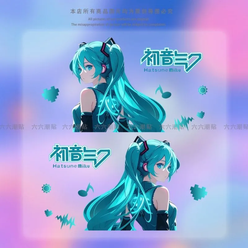 2PCS Anime Two-dimensional Hatsune Miku Stickers Creative Exquisite Car Glass Computer Suitcase Decoration Waterproof Stickers