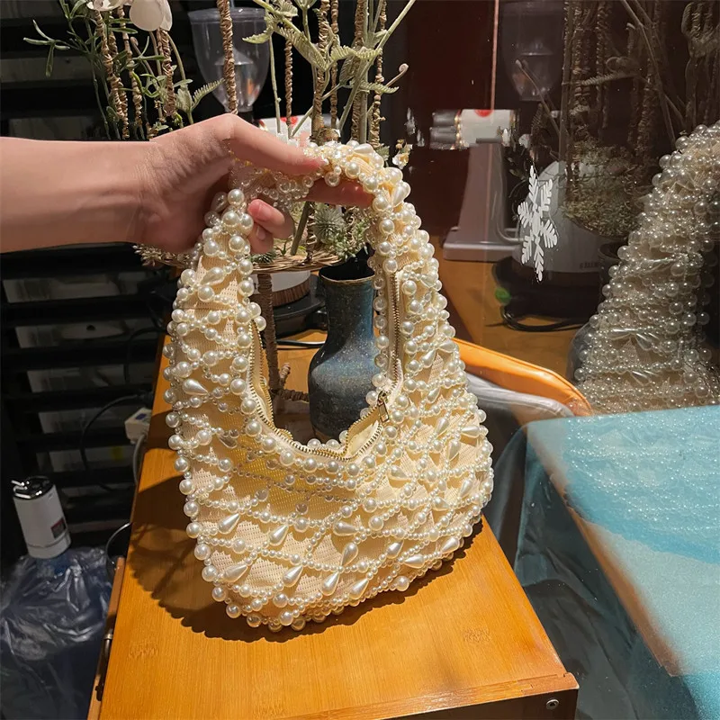 Bags For Woman Luxury Bags Designers Italian Bag  Aesthetic Hand Woven Pearl Women Tote Bag Banquet Bag Evening Bag Handbags