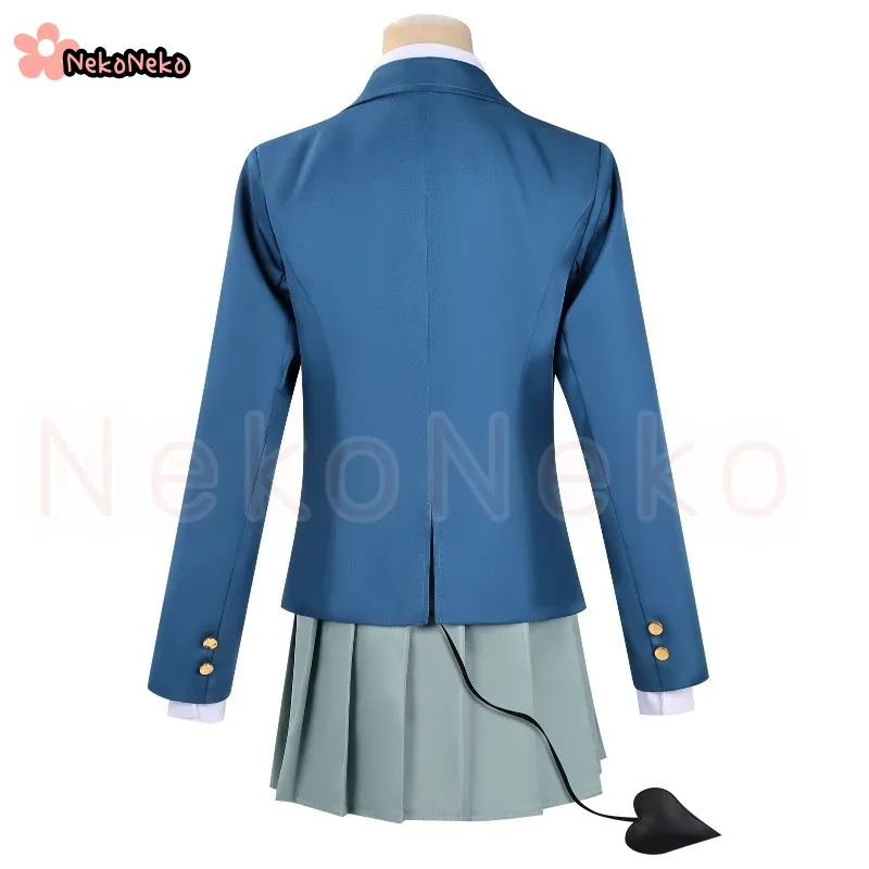 2026 New Anime Koketsu Kanan Cosplay Costume Wig Woman Blue School Uniform Coat Shirt Bow Tie Tail Skirt Set view 4