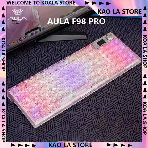 AULA F98 Pro Mechanical Keyboard Wireless Bluetooth 3-mode Hot-swap Transparent Keycaps RGB E-sports Gaming Keyboard