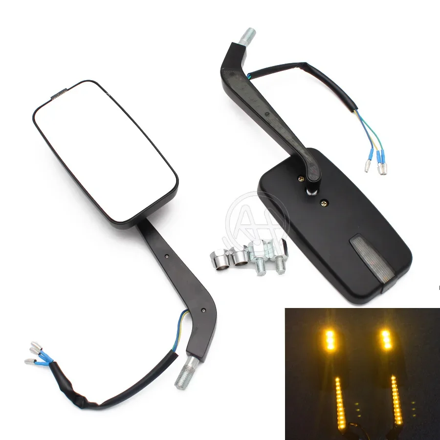 

10mm Motorcycle Led Turn Signal Running Light Side Rearview Mirror For Honda Kawasaki Suzuki Street Naked Cruiser Custom M10
